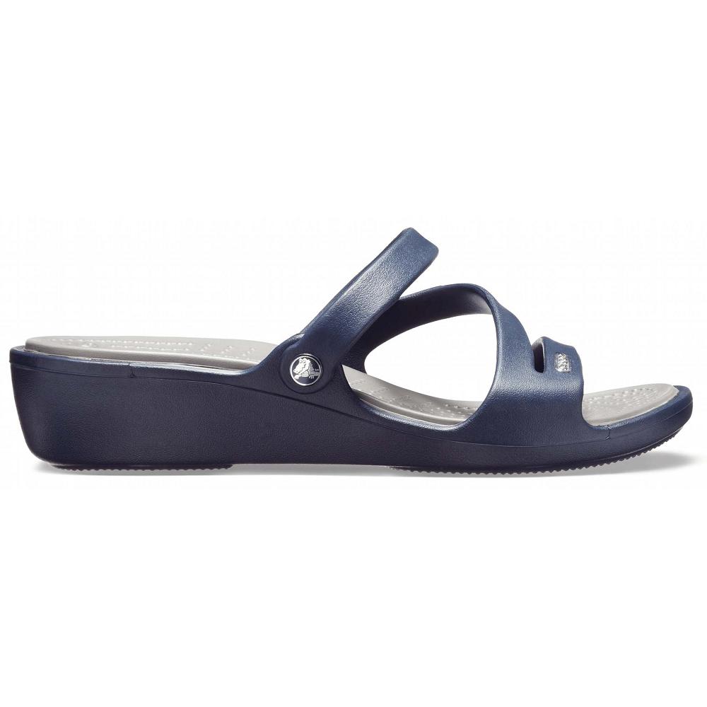 Navy Women's Crocs Patricia Sandal Slides | NZ 0593XYUF